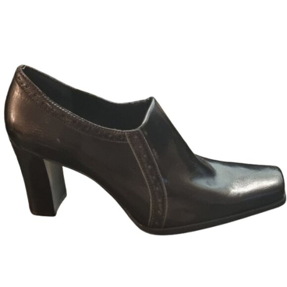 Franco Sarto Ankle Boots Vintage 1990s Y2K black genuine leather square toe 8.5 - Picture 1 of 8